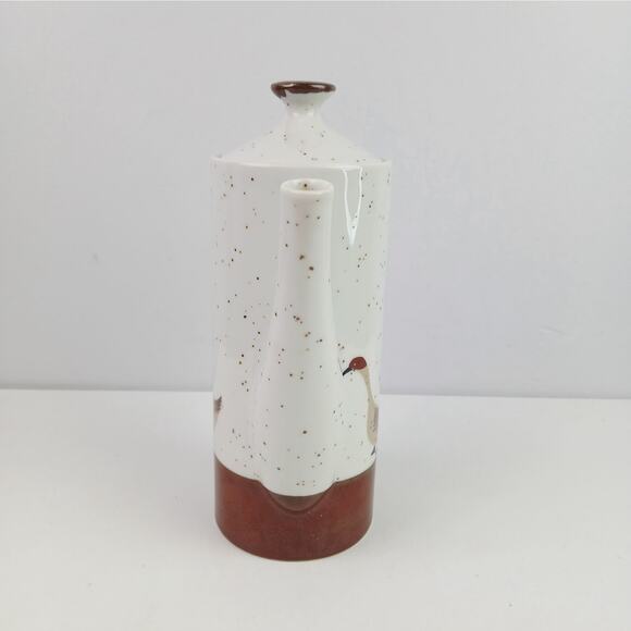 Wild Game Porcelain by Shafford Tall Speckled White & Brown Tea Pot With Geese - Picture 3 of 8